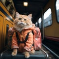 Whiskered wanderlust Funny cat indulges in a lighthearted travel journey Royalty Free Stock Photo