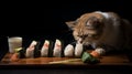 Whiskers and Wasabi: Intrigued Kitty Discovers Delectable Sushi Display