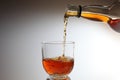 Whiskey alcohol being poured into a glass