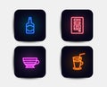 Whiskey bottle, Cappuccino and Coffee vending icons. Cocktail sign. Scotch alcohol, Coffee cup, Fresh beverage. Vector Royalty Free Stock Photo