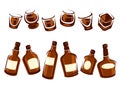 Whiskey bottle and glass set. Vector Royalty Free Stock Photo