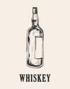 Whiskey Bottle. Hand Drawn Drink Vector Illustration