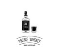 Whiskey bottle shot. Scotch. Alcoholic beverage. Alcohol drink. Bar Pub design. Vector. Royalty Free Stock Photo
