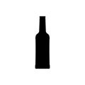 Whiskey bottle silhouette, beverage container. Alcohol drink icon on a white background. A simple logo. Black shape basis for the