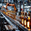 Whiskey Bottling Automation, generative ai Royalty Free Stock Photo
