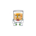 Whiskey with character angry on white background