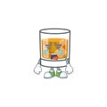 Whiskey with character crying on white background