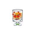 Whiskey with character in love on white background