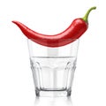 Whiskey clear glass with red chilli