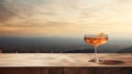 Whiskey cocktail. Manhattan cocktail. Elegant glass of a manhattan cocktail. Copyspace. Horizontal banner. Ai generated