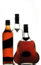 Whiskey cognac and vodka bottles Royalty Free Stock Photo