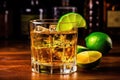 Whiskey cold glass bar refreshment beverage alcohol liquor shot rum cocktail drink Royalty Free Stock Photo