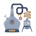 Whiskey Drink Process with Distillation in Pot Still Vector Illustration Royalty Free Stock Photo