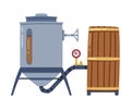 Whiskey Drink Process with Fermentation in Metal Reservoir Vector Illustration Royalty Free Stock Photo
