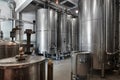 Whiskey factory Interior view of Whisky and Vodka Distillery Royalty Free Stock Photo
