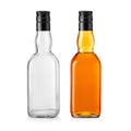 Whiskey glass bottle with black lid Royalty Free Stock Photo