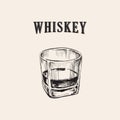 Whiskey Glass Hand Drawn Drink Illustration Whiskey Glass Hand Drawn Drink Illustration