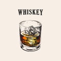 Whiskey Glass Hand Drawn Drink Illustration