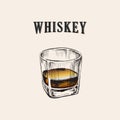 Whiskey Glass Hand Drawn Drink Illustration