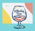 Whiskey Glass. Hand Drawn Scotch whiskey Vector Illustration.