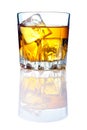 Whiskey glass with ice cubes and reflections Royalty Free Stock Photo