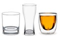 Whiskey glass isolated. Transparent alcohol cup