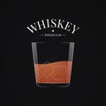 Whiskey glass logo. Bourbon or whisky in glass