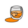 Whiskey glass outline icon on white background. Colored cartoon sketch graphic design. Doodle style. Hand drawn image. Party Royalty Free Stock Photo