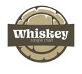 Whiskey house isolated icon, wooden barrel top