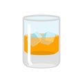 Whiskey and ice. Glass of scotch on rocks. Drink on white
