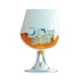 Whiskey with ice in glass on white background vector.