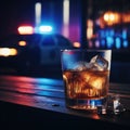 Whiskey on Ice with Police Lights