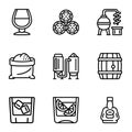 Whiskey icon set, outline style