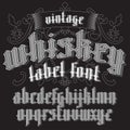 Whiskey label font and sample design with decoration Royalty Free Stock Photo