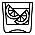 Whiskey lemon glass icon, outline style