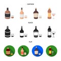 Whiskey, liquor, rum, vermouth.Alcohol set collection icons in cartoon,black,flat style vector symbol stock illustration Royalty Free Stock Photo