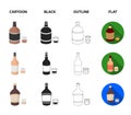 Whiskey, liquor, rum, vermouth.Alcohol set collection icons in cartoon,black,outline,flat style vector symbol stock Royalty Free Stock Photo
