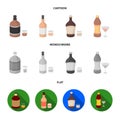 Whiskey, liquor, rum, vermouth.Alcohol set collection icons in cartoon,flat,monochrome style vector symbol stock Royalty Free Stock Photo