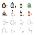 Whiskey, liquor, rum, vermouth.Alcohol set collection icons in cartoon,outline style vector symbol stock illustration Royalty Free Stock Photo