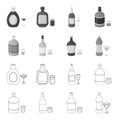 Whiskey, liquor, rum, vermouth.Alcohol set collection icons in outline,monochrome style vector symbol stock illustration Royalty Free Stock Photo