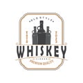 Whiskey Logo, Drink Label Design With Old Retro Vintage Ornament Illustration Premium Template Royalty Free Stock Photo