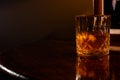 Whiskey on the rocks in a crystal tumbler Royalty Free Stock Photo