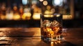 Whiskey on the rocks in elegant glass