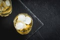 Whiskey on the rocks with lemon Royalty Free Stock Photo