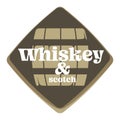 Whiskey and scotch factory or brewery isolated icon, alcohol drink