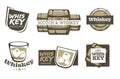 Whiskey and scotch isolated icons, alcohol drink production