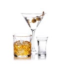 Whiskey shot and cocktail drinks Royalty Free Stock Photo