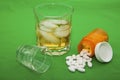 Whiskey alcohol liquor prescription rx drugs pills drug habit Royalty Free Stock Photo