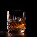 Whiskey splash in glass on a dark background