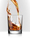 Whiskey splash out of glass
